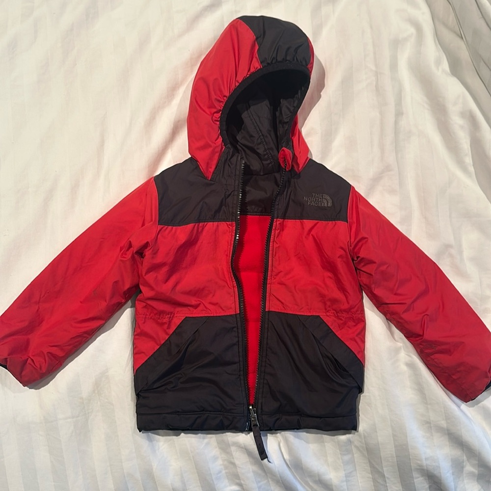The North Face size 3T Red and black Reversible Winter Coat